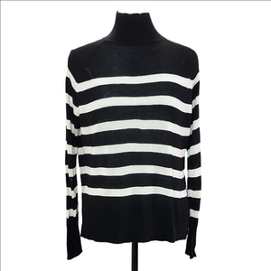 ZARA Stripes black and white turtle neck light knit sweater